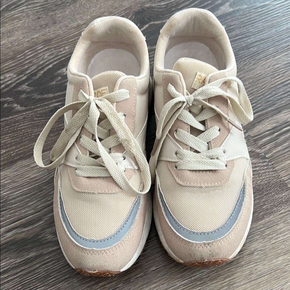 Cream and Gray Casual Sneakers